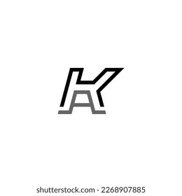 Letras de diseño de logotipo K y A. Moderno y sencillo. Plantilla de vector