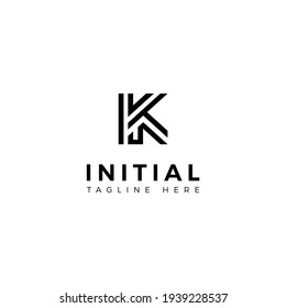 Letras de diseño de logotipo K y T. Moderno y sencillo. Plantilla de vector