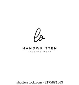 Logo design letters L and O. LO Handwriting font. Initial Vector template