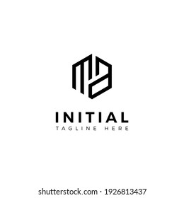 Logo design letters M and A. Hexagon shape. Vector template