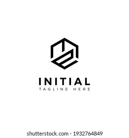Logo design letters M and E. Hexagon shape. Vector template