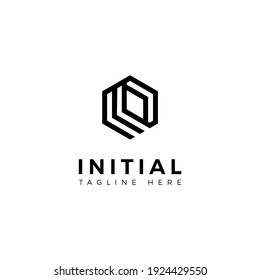 Logo design letters M and O. Hexagon shape. Vector template