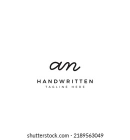 Logo design letters A and N. AN Handwriting font. Initial Vector template