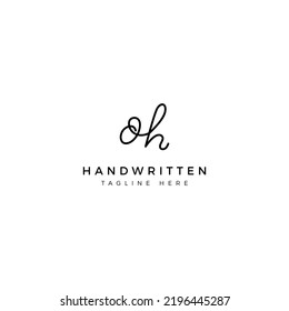 Logo design letters O and H. OH Handwriting font. Initial Vector template