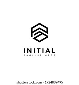 Logo design letters P and A. Hexagon shape. Vector template