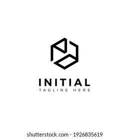 Letras de diseño de logotipo P y A. Forma de hexágono. Plantilla de vector