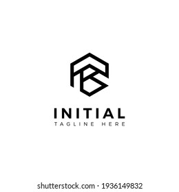 Letras de diseño de logotipo P y B. Forma de hexágono. Plantilla de vector