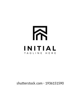 Logo design letters P and M. Square shape. Vector template