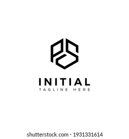 Logo design letters P and S. Hexagon shape. Vector template