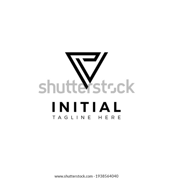 Logo design letters P and V. Triangle shape.\
Vector template