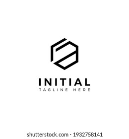 Logo design letters R and A. Hexagon shape. Vector template