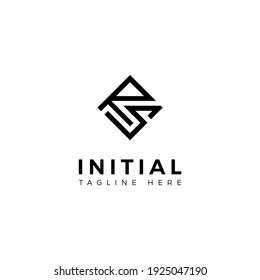 Logo design letters R and S. Square shape. Vector template