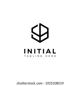 Letras de diseño del logotipo S y B. Forma de hexágono. Plantilla de vector
