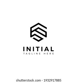 Logo design letters S and P. Hexagon shape. Vector template