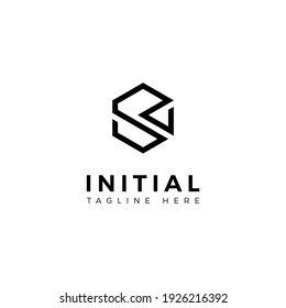 Logo-Design-Buchstaben S und R. Hexagon-Form. Vektorgrafik-Vorlage