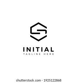 Logo design letters S and V. Hexagon shape. Vector template