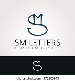 Logo design. Letters SM monogram concept icon. 