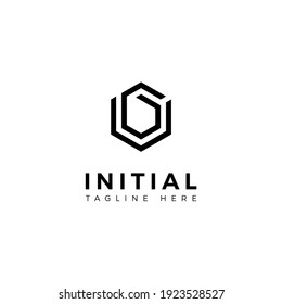 Letras de diseño con logotipo U y G. Forma de hexágono. Plantilla de vector