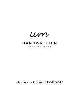 Logo design letters U and M. UM Handwriting font. Initial Vector template