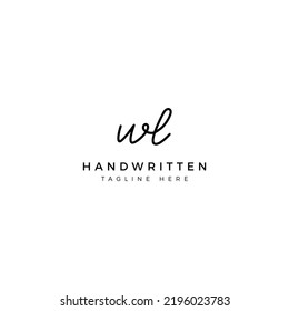 Letras de diseño con logotipo W y L. Tipo de letra de escritura a mano WL. Plantilla de vector inicial