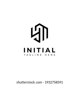 Logo design letters Y and M. Hexagon shape. Vector template