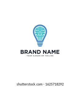 logo design lights and brain vector template
