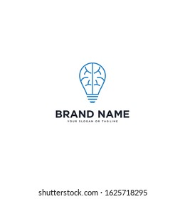 logo design lights and brain vector template