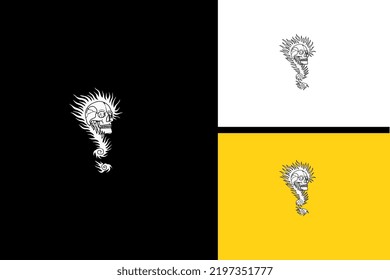logo design line art of head skull and flame vector