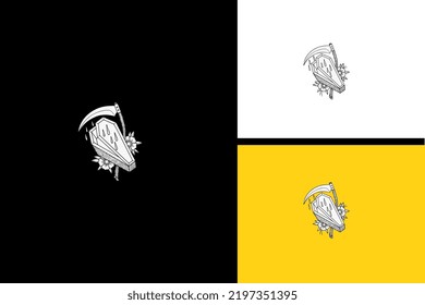 logo design line art of sword and flower vector design