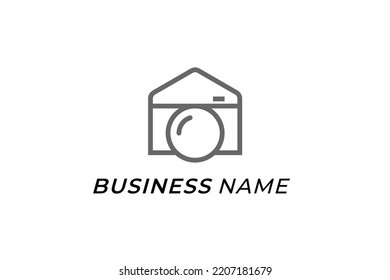 logo design line camera and home