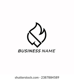 línea de diseño de logotipo que combina fuego y hielo