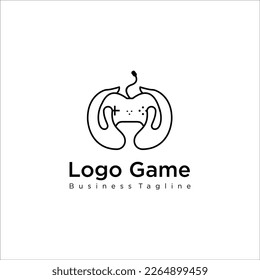  Diseño del logotipo. Plantilla de logotipo de consola de línea. Diseño moderno. Logo plano. Jugador. Ilustración vectorial
