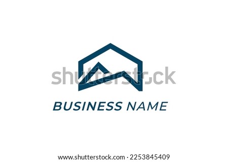 logo design line home and mountain