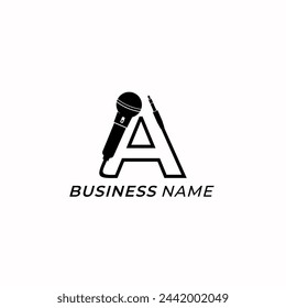 logo design line letter A and microphone