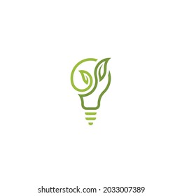 logo design line light bulb and leaf symbol of light energy