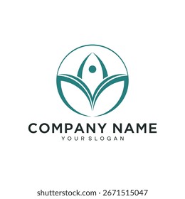 Design do logotipo Design do vetor do logotipo do lótus linear. Ícone de círculo floral. Logótipo de ioga.