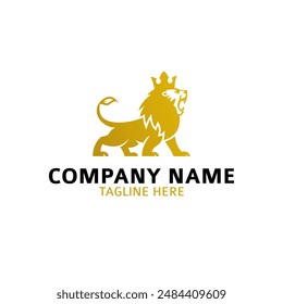 Logo design of the lion king wearing a crown.