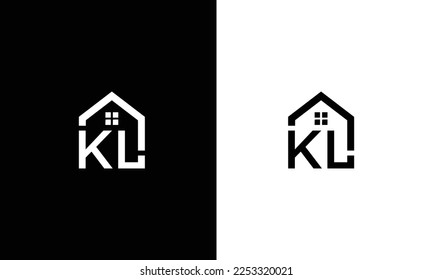 Logo design of LK KL in vector for construction, home, real estate, building, property. Minimal awesome trendy professional logo design template on black background.
