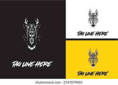 logo design of lobster vector black and white