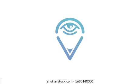 Logo design location pin combined with eyes. vector