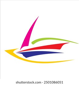 logo design looks like a multi-colored ship