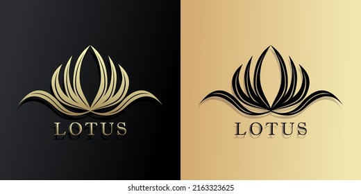 Diseño de logotipo Lotus Gold. vector de diseño creativo