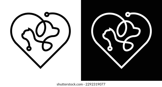 logo design love and animal pet icon line vector illustration