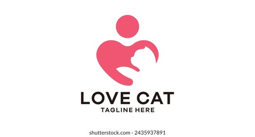 diseño de logotipo amor gato, amor mascota, plantilla de diseño de logotipo, símbolo, idea creativa.