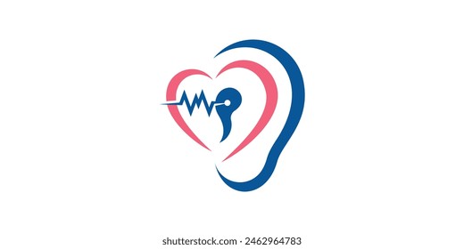 logo design love ear, ear health, care, logo design icon, symbol, vector, creative idea.