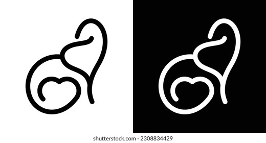 logo design love and elephant minimalist icon vector illustration