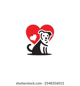 Logo Design Of Love Heart With Dog