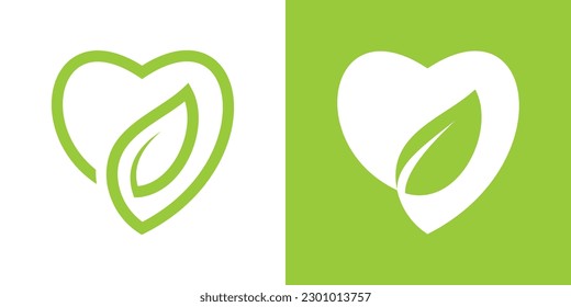 logo design love and leaf icon vector illustration