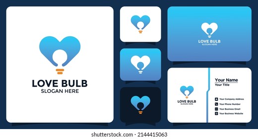 logo design love light bulb combination with business card