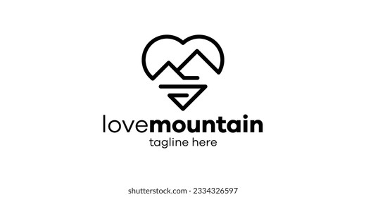 logo design love and mountain icon vector minimalist